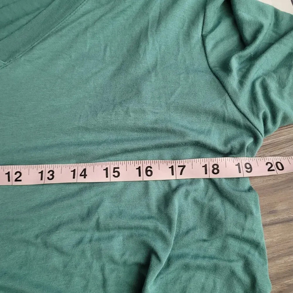 LOGO by Lori Goldstein Womens Blouse Top L Green Rayon Long Sleeves Lagenlook - Picture 6 of 7